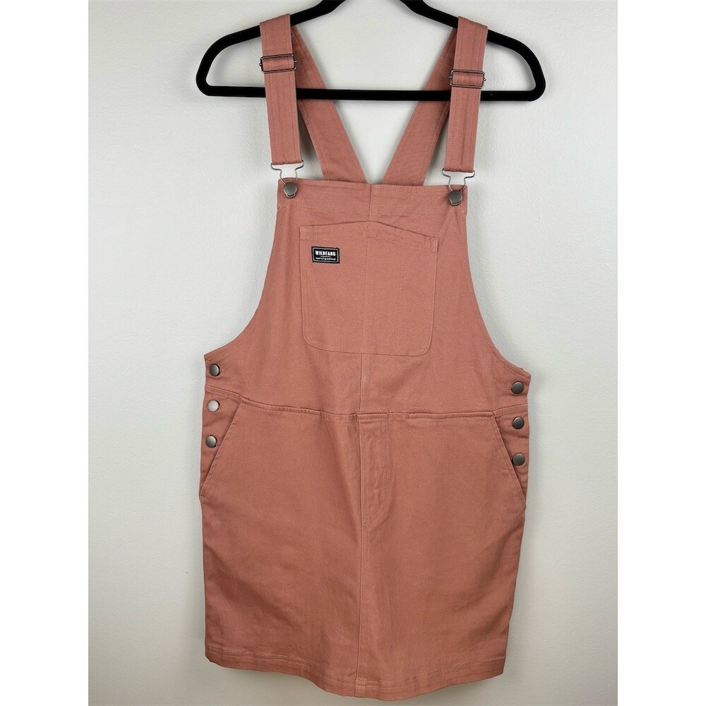 Wildfang Skirtall Overall Dress Womens Pink Sleeveless Short Denim